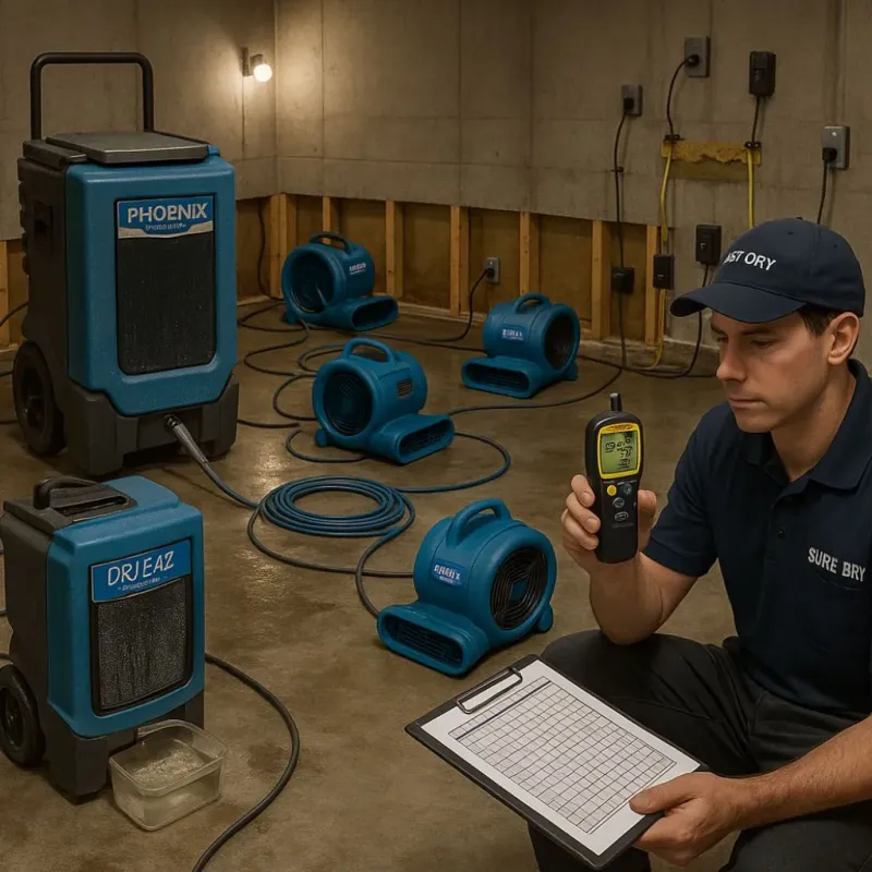 Structural Drying and Dehumidification process in Raymond, ME